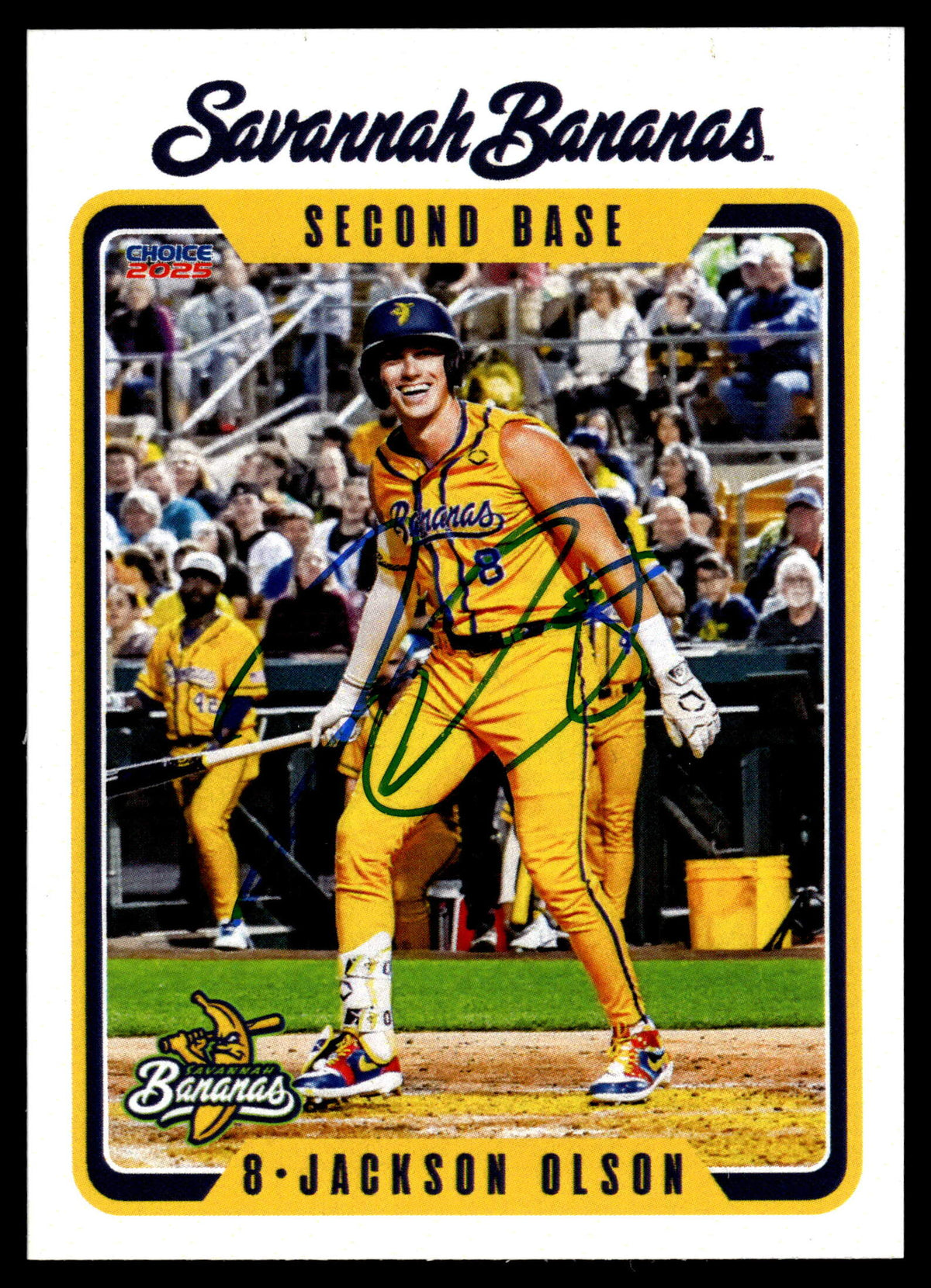 Jackson Olson Savannah Bananas Autographed Oversized Trading Card