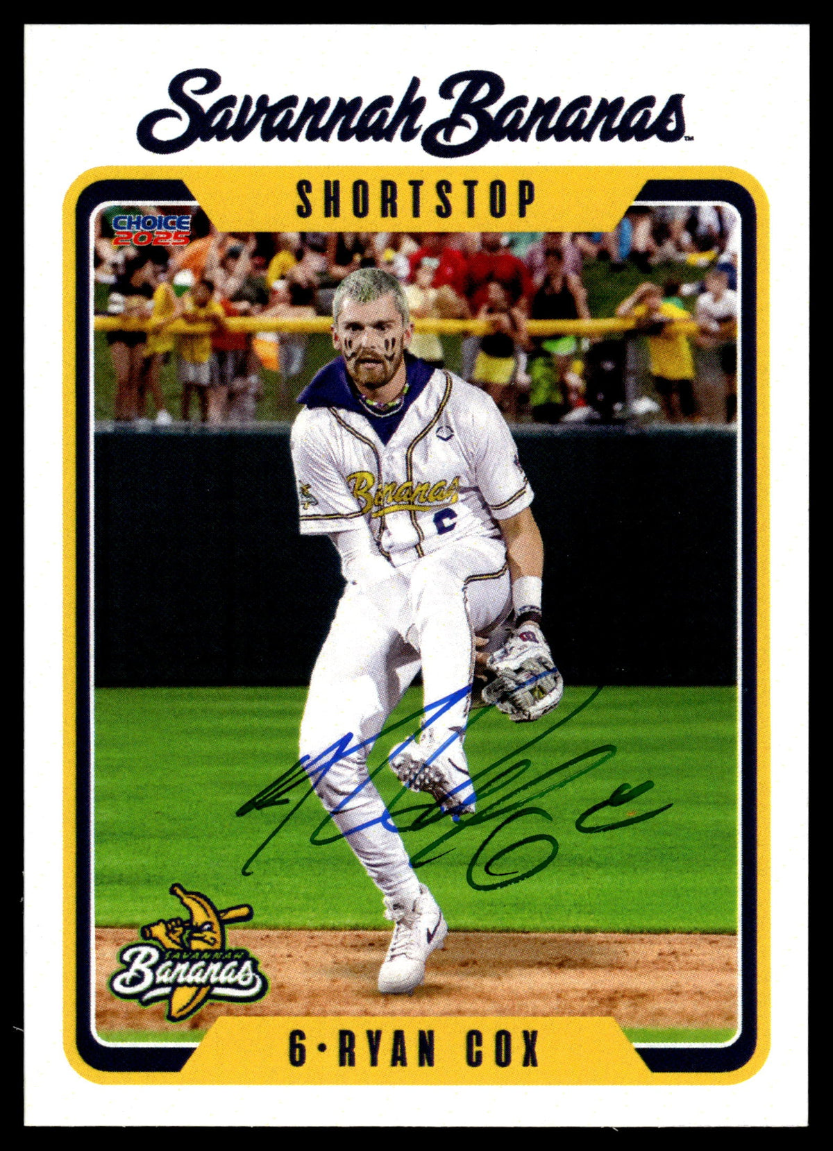 Ryan Cox Savannah Bananas Autographed Oversized Trading Card