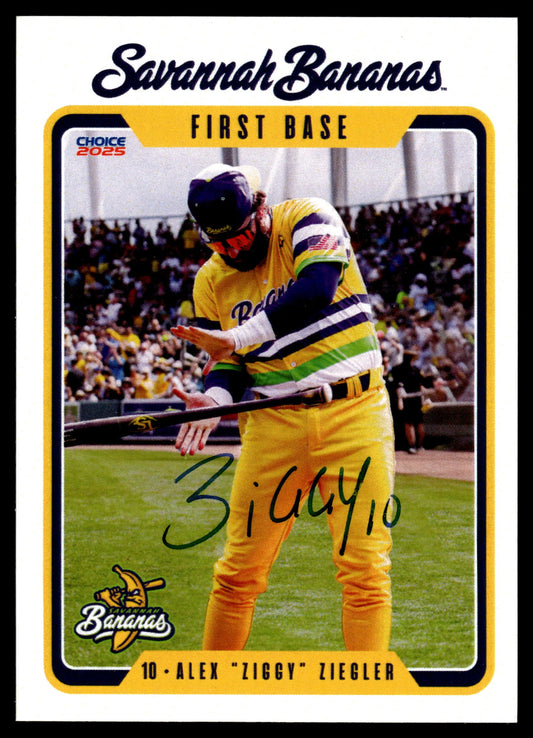 Alex "Ziggy" Ziegler Savannah Bananas Autographed Oversized Trading Card