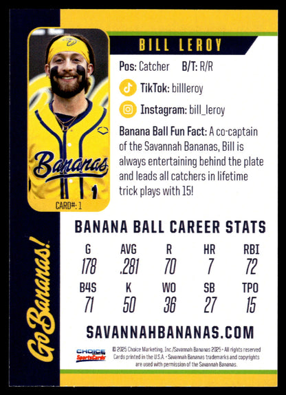 Bill Leroy Savannah Bananas Autographed Oversized Trading Card