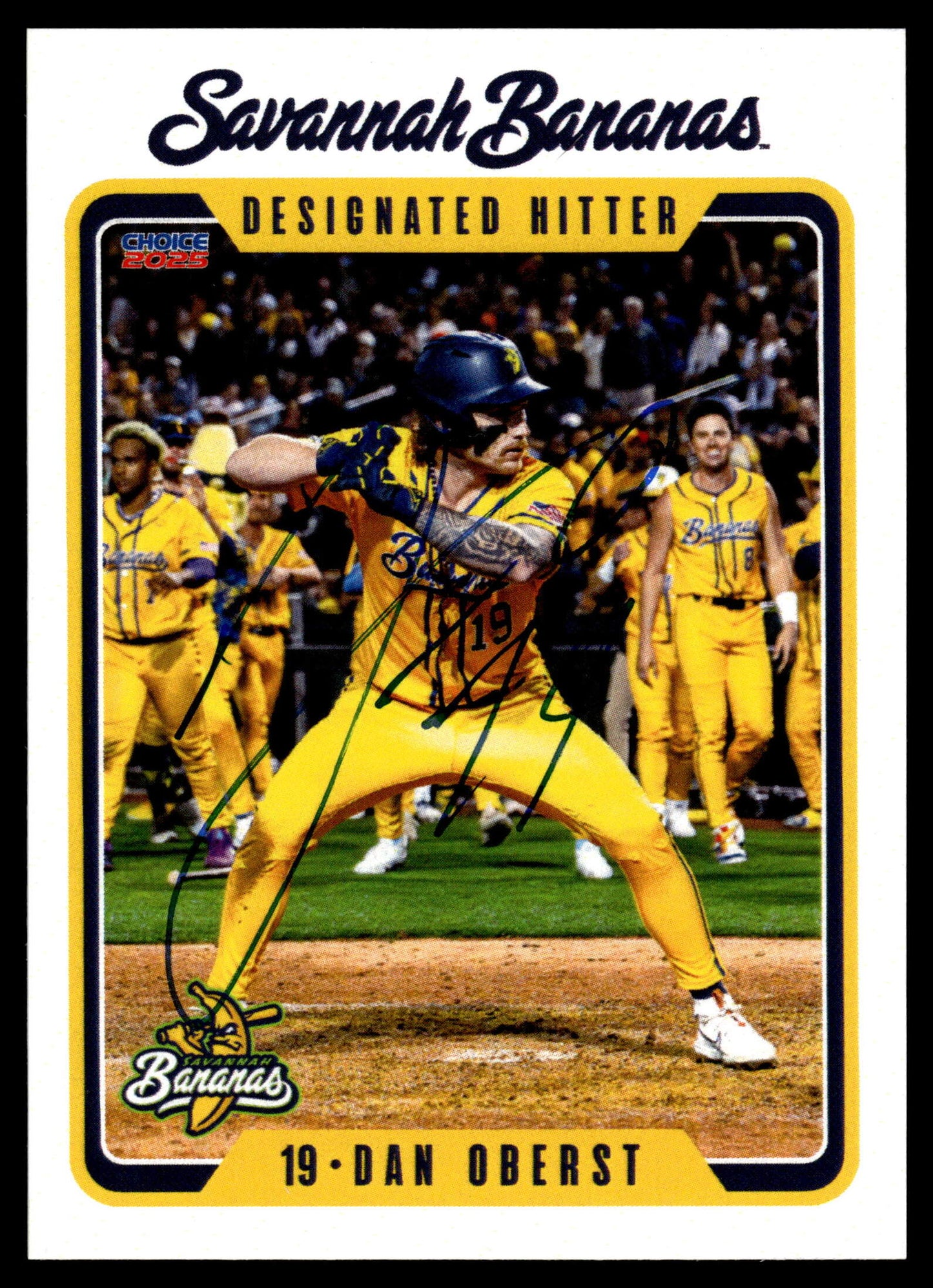 Dan Oberst Savannah Bananas Autographed Oversized Trading Card