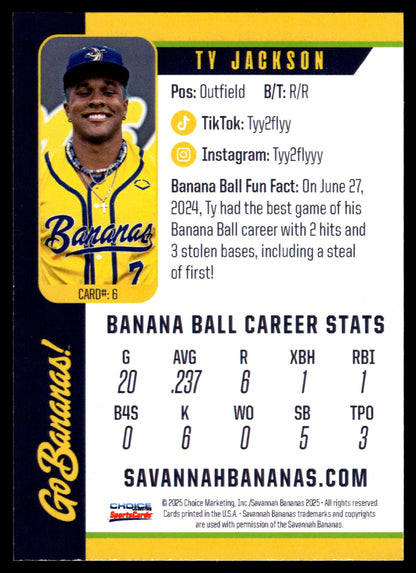 Ty Jackson Savannah Bananas Autographed Oversized Trading Card