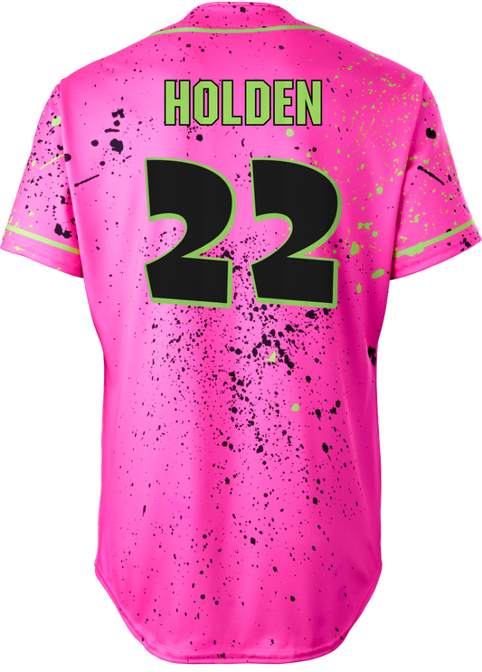 Party Animals Peter Holden #22 Evoshield Jersey - Pink Splatter Paint