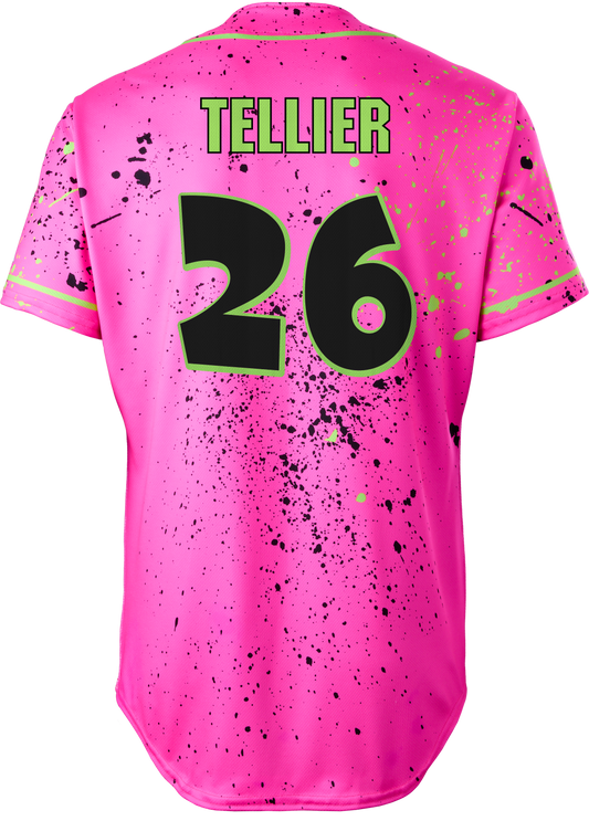 Party Animals Nate Tellier #26 Evoshield Jersey - Pink Splatter Paint