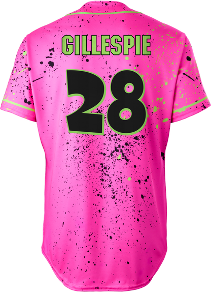 Party Animals Drew Gillespie #28 Evoshield Jersey - Pink Splatter Paint