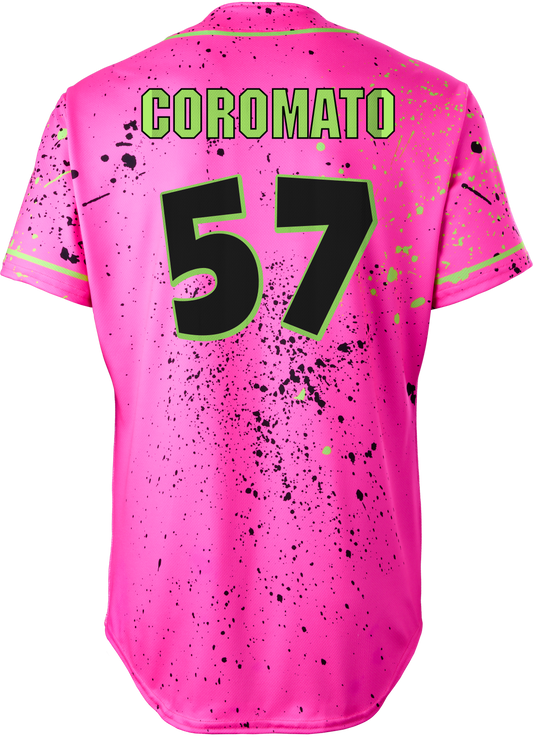 Party Animals Anthony Coromato #57 Evoshield Jersey - Pink Splatter Paint