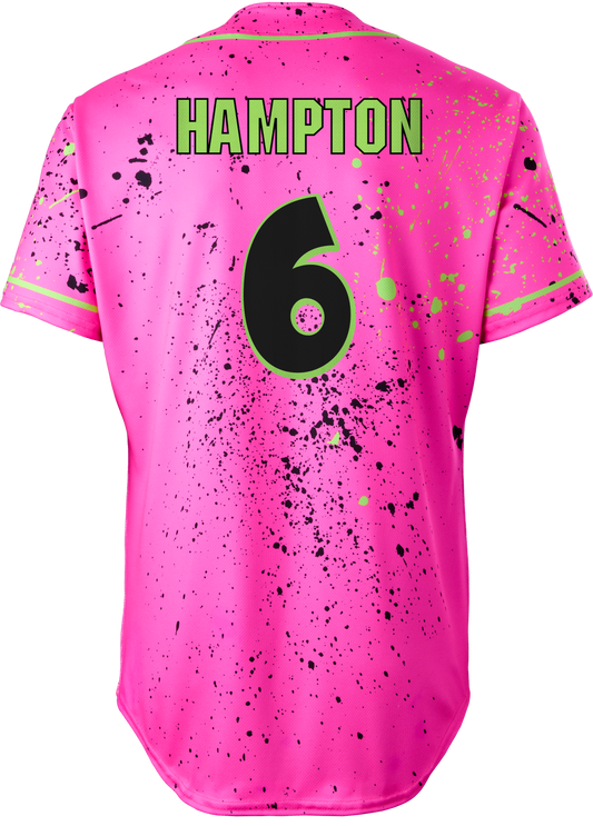Party Animals Reece Hampton #6 Evoshield Jersey - Pink Splatter Paint