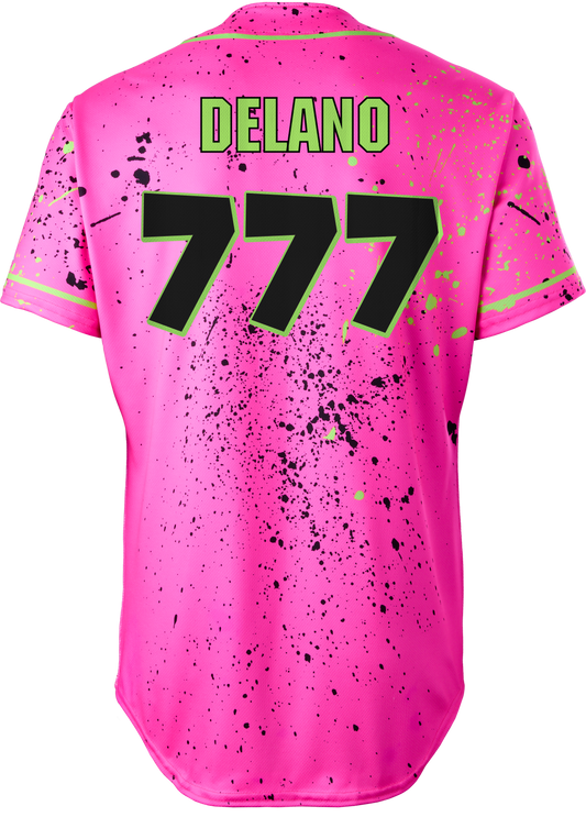 Party Animals Garett Delano #777 Evoshield Jersey - Pink Splatter Paint