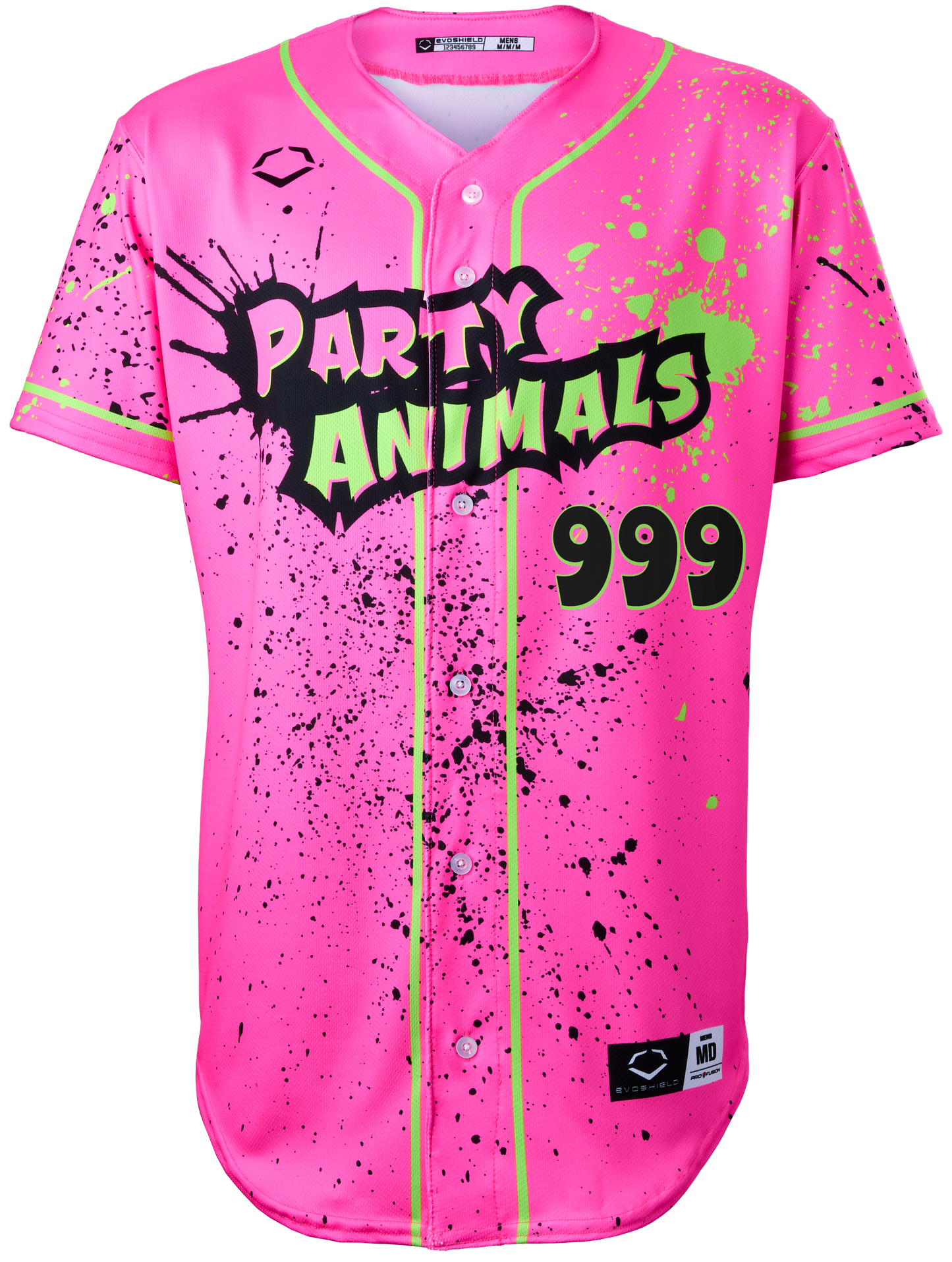 Party Animals John-Howard Bobo #999 Evoshield Jersey - Pink Splatter Paint