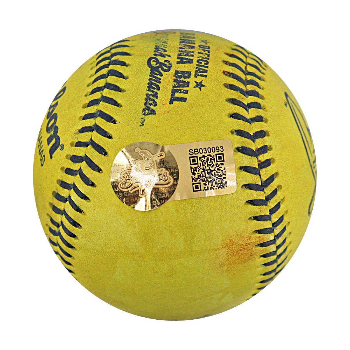 Alex Ziegler Savannah Bananas Autographed and Inscribed Game Used Banana Ball from 3/15/25 at Tampa - Bottom 5 Walk Off Hit