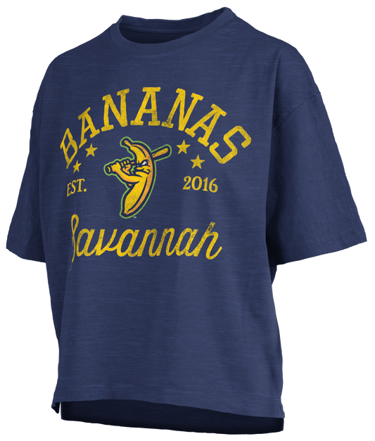 WOMEN'S Bananas Jade Motley Mid Rise Tee - Navy