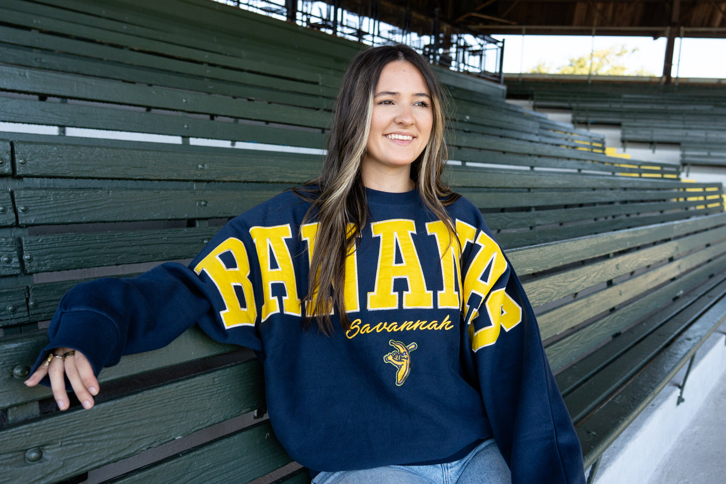 WOMEN's Bananas Flannigan Oversized Crew - Navy