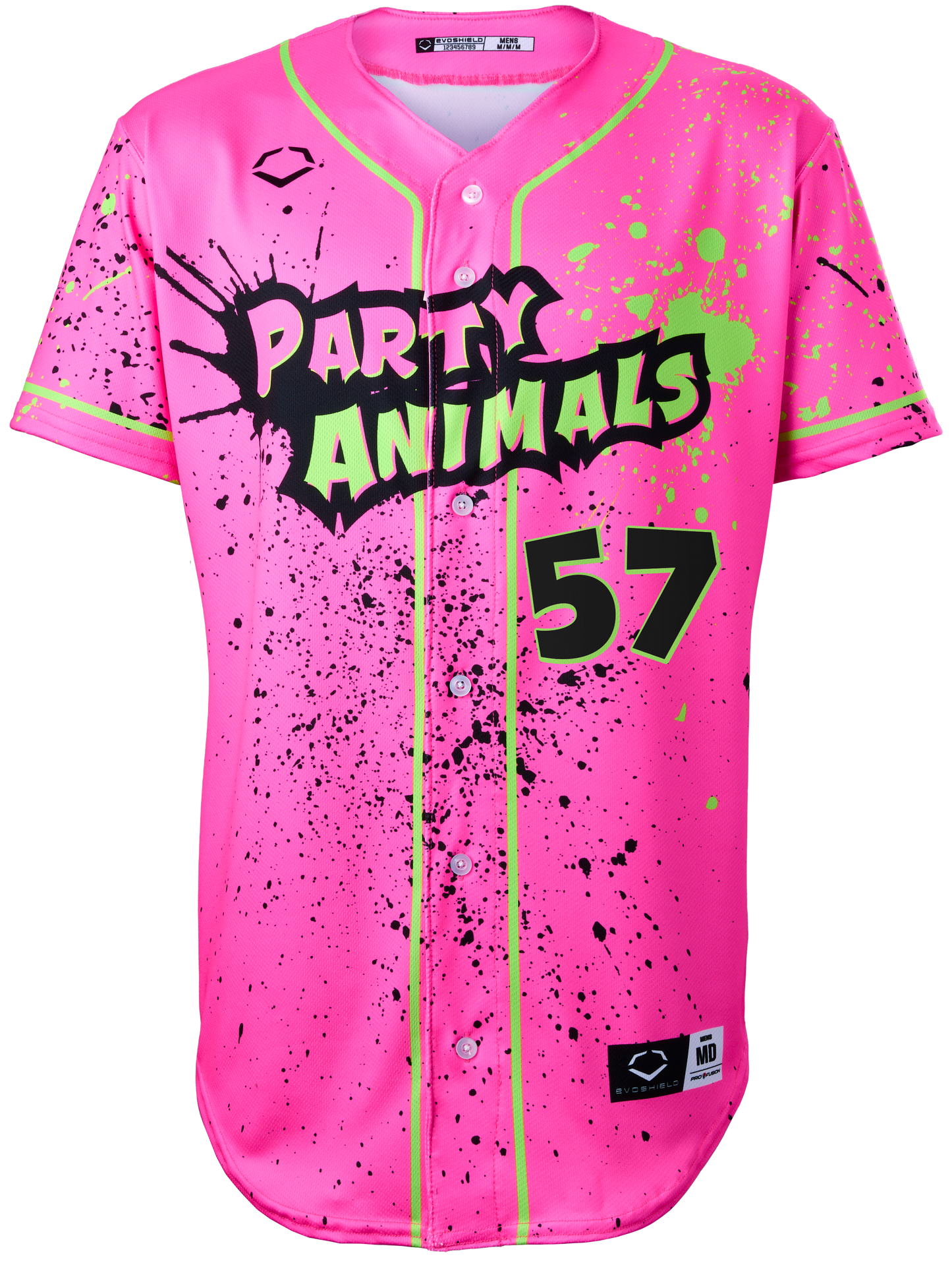 Party Animals Anthony Coromato #57 Evoshield Jersey - Pink Splatter Paint