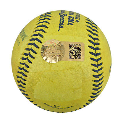 Danny Hosley Savannah Bananas Autographed and Inscribed Game Used Banana Ball from 3/15/25 at Tampa - Showdown Round 1 K