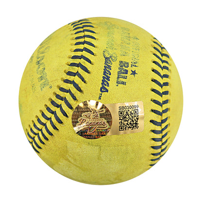 Dalton Mauldin Savannah Bananas Autographed and Inscribed Game Used Banana Ball from 3/15/25 at Tampa - Top 8 Trick Play