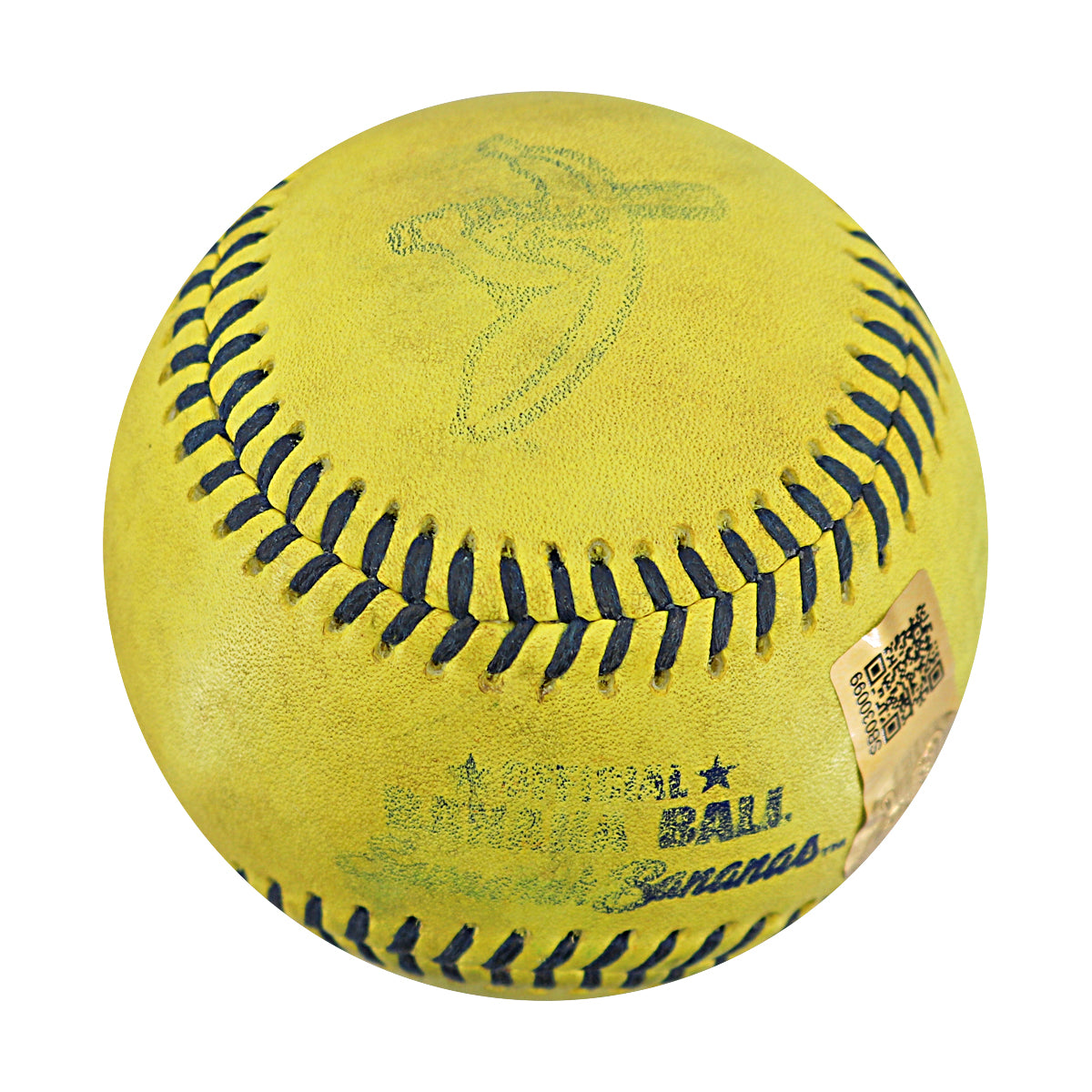 Dalton Mauldin Savannah Bananas Autographed and Inscribed Game Used Banana Ball from 3/15/25 at Tampa - Top 8 Trick Play