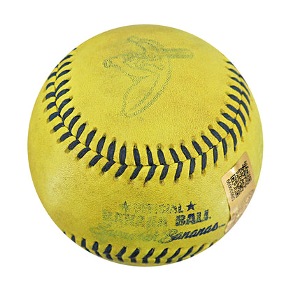 Dalton Mauldin Savannah Bananas Autographed and Inscribed Game Used Banana Ball from 3/15/25 at Tampa - Top 8 Trick Play