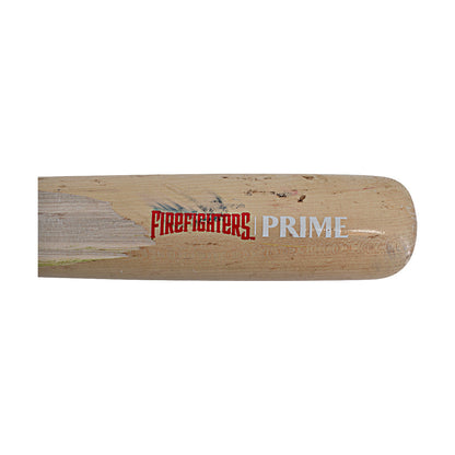 Zach Bridges Autographed Broken Piece of 2024 Game Used Firefighters Bat