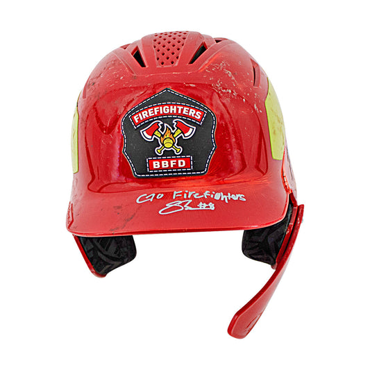 Stephen Cullen Autographed and Inscribed 2024 Game Worn Firefighters Helmet - Rare!
