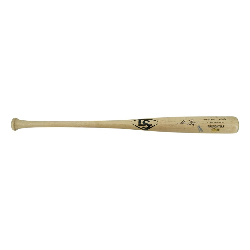 Liam Spence Firefighters Autographed Game Used LS Genuine H324 Bat