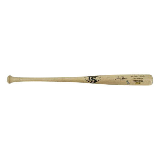 Liam Spence Firefighters Autographed Game Used LS Genuine H324 Bat