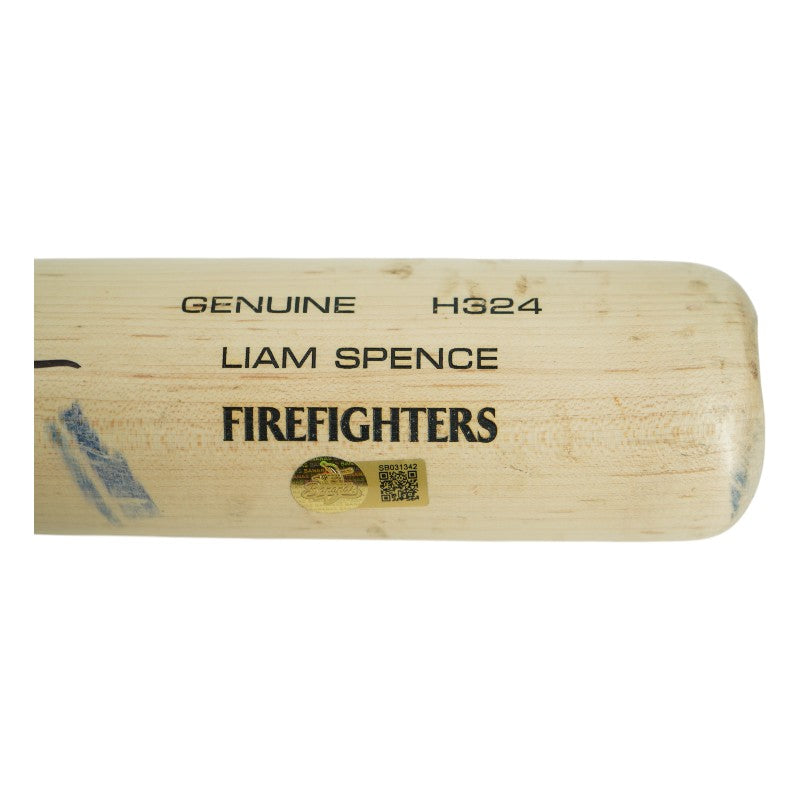Liam Spence Firefighters Autographed Game Used LS Genuine H324 Bat
