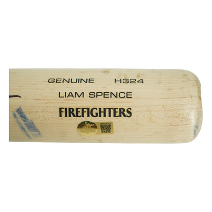 Liam Spence Firefighters Autographed Game Used LS Genuine H324 Bat