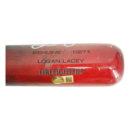 Logan Lacey Firefighters Autographed Game Used LS Genuine C271 Bat