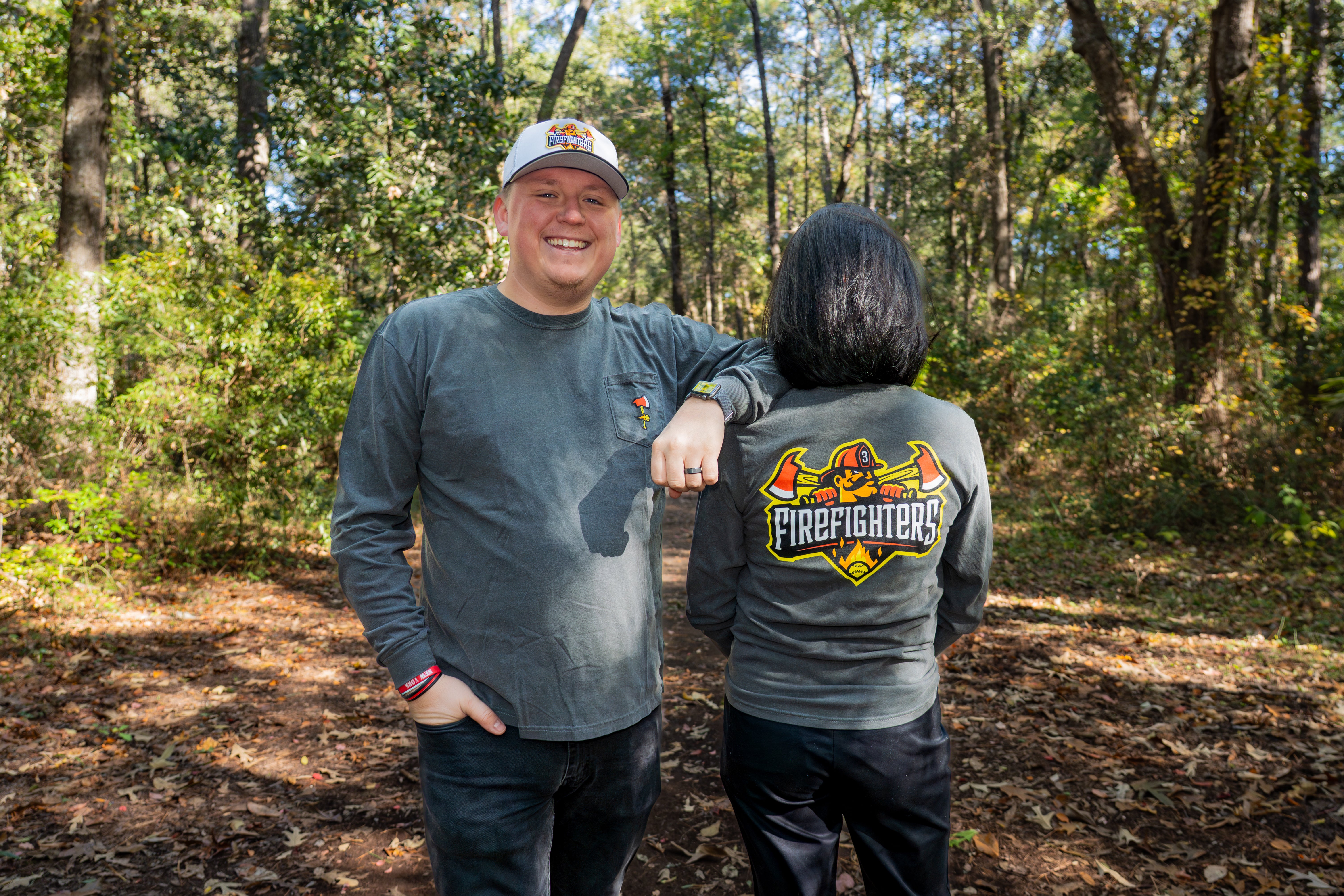 Firefighters Long Sleeve Comfort Colors Pocket Tee - Gray – Banana