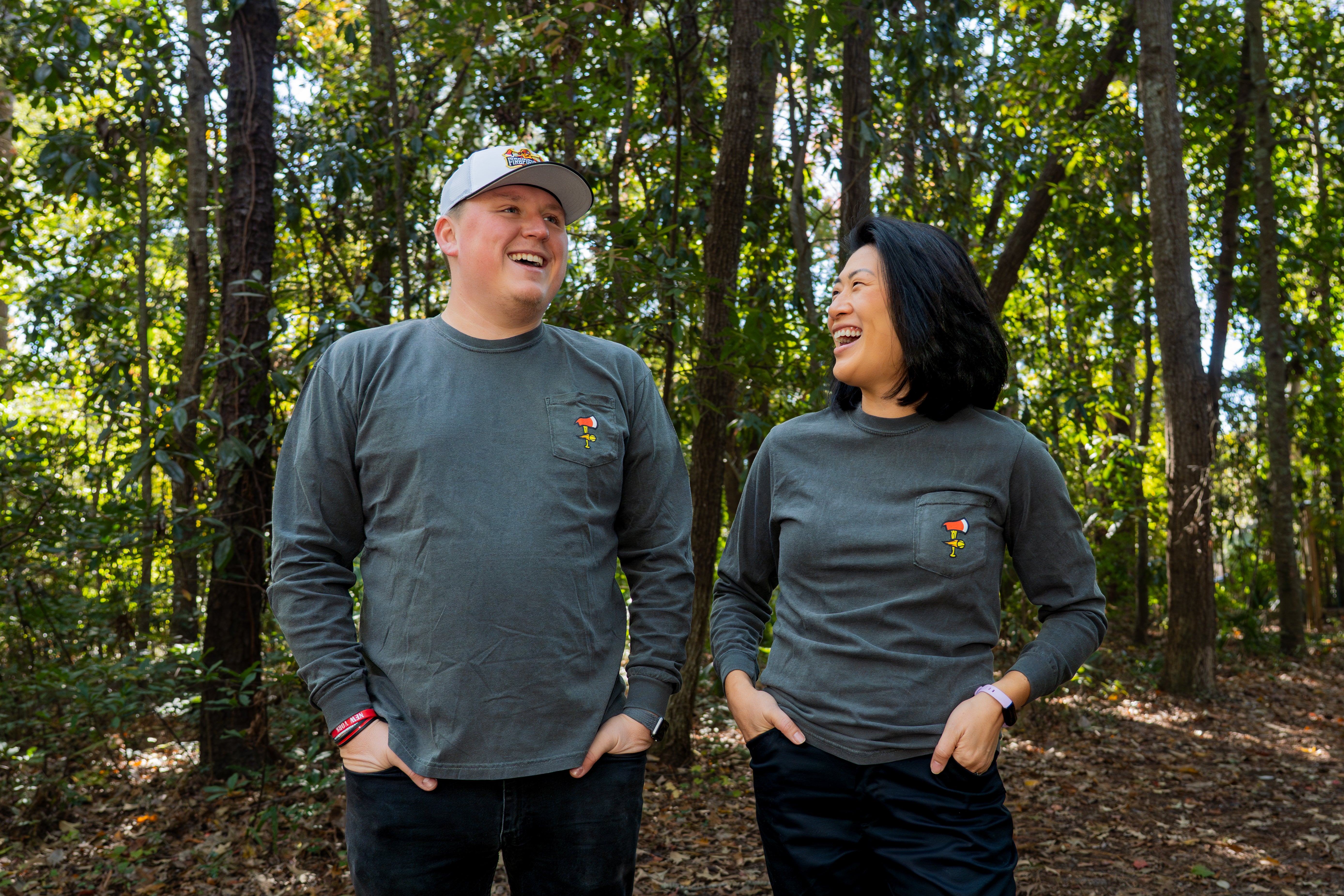 Firefighters Long Sleeve Comfort Colors Pocket Tee - Gray – Banana