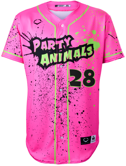 Party Animals Drew Gillespie #28 Evoshield Jersey - Pink Splatter Paint