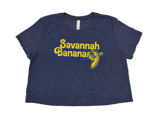 WOMEN'S Bananas Short Sleeve Crop Tee - Heathered Navy