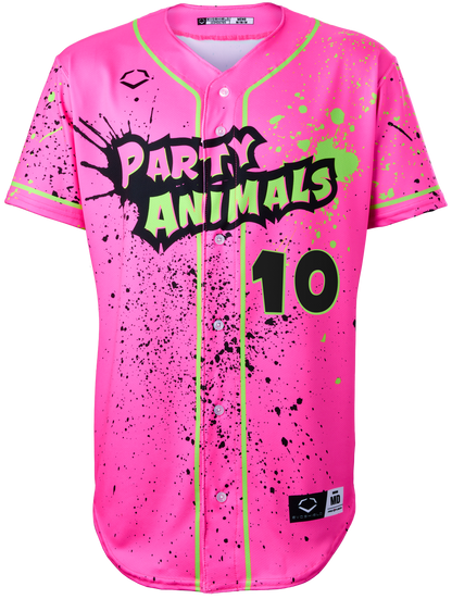 Party Animals Bret Helton #10 Evoshield Jersey - Pink Splatter Paint