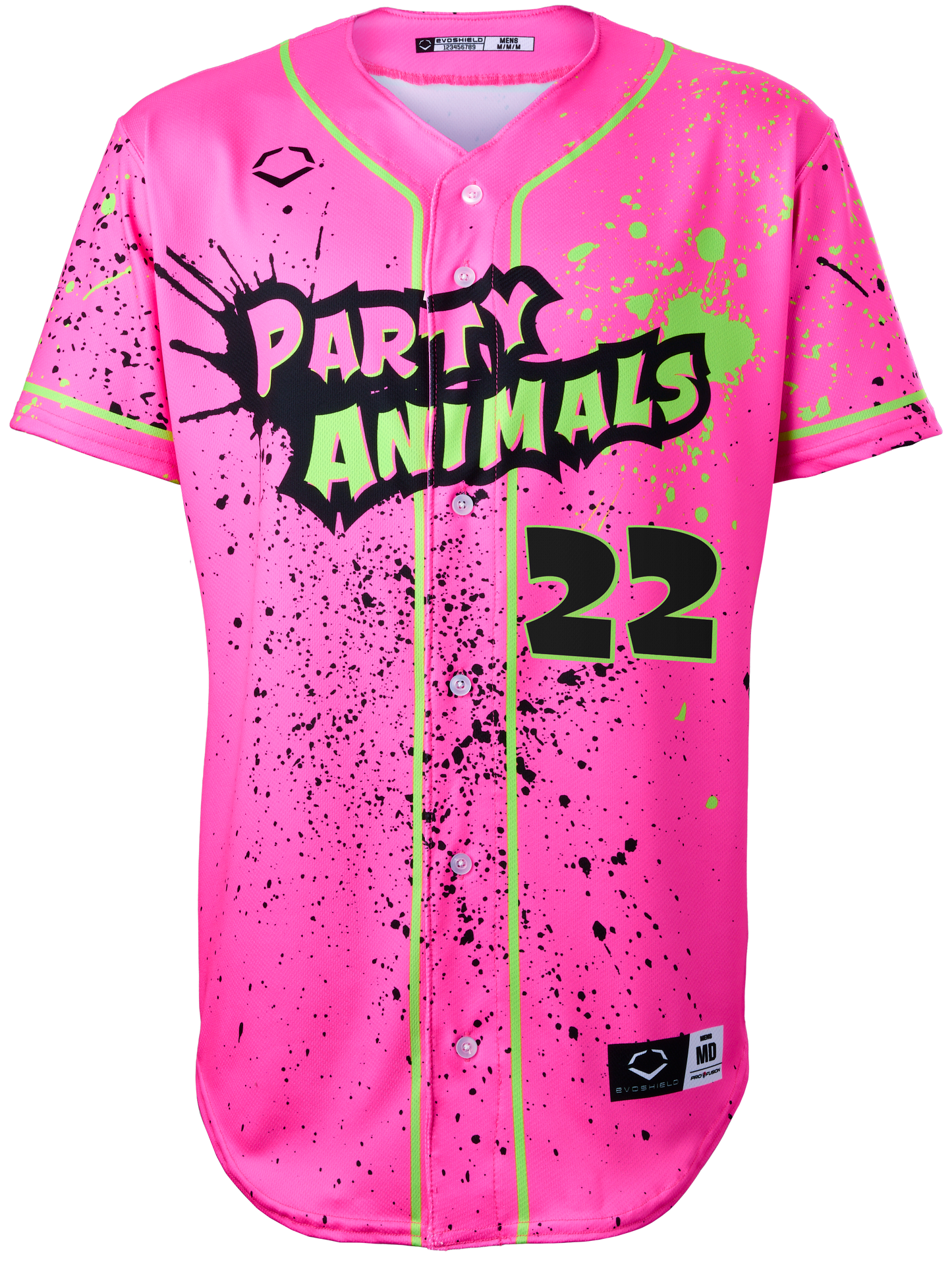 Party Animals Peter Holden #22 Evoshield Jersey - Pink Splatter Paint