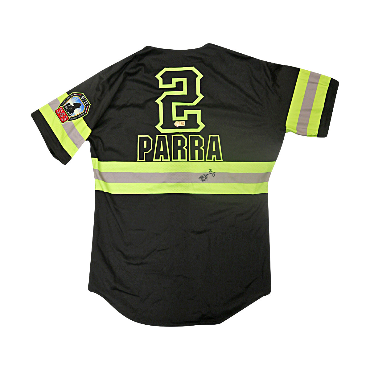 Isaac Parra Signed Inscribed Game Used Yankee Stadium Firefighters Jersey