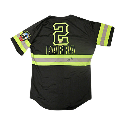 Isaac Parra Signed Inscribed Game Used Yankee Stadium Firefighters Jersey