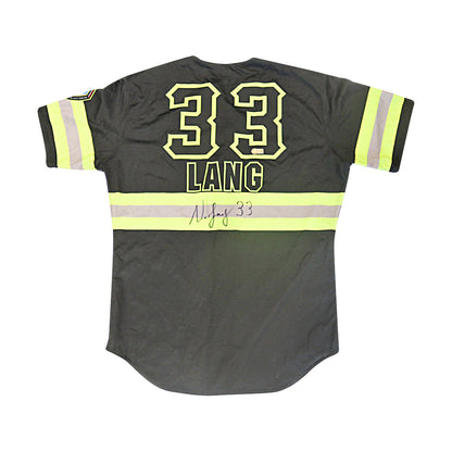 Neil Lang Autographed Signed Game Used Yankee Stadium Firefighters Jersey