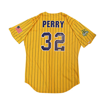 Kyle Perry Autographed Inscribed Game Used Yankee Stadium Savannah Bananas Jersey