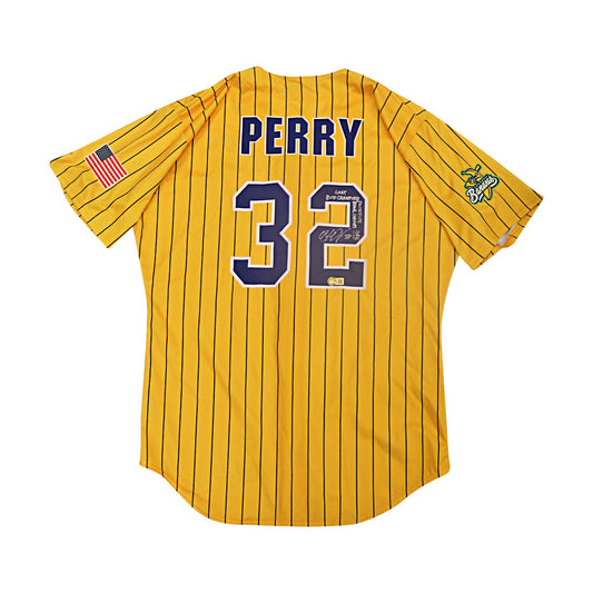 Kyle Perry Autographed Inscribed Game Used Yankee Stadium Savannah Bananas Jersey