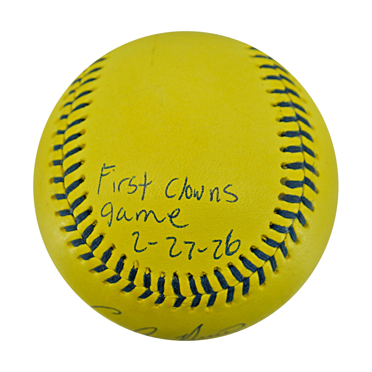 Correlle Prime Indianapolis Clowns Autographed Inscribed Official Banana Ball 2.27.26 FSU Tallahassee Florida