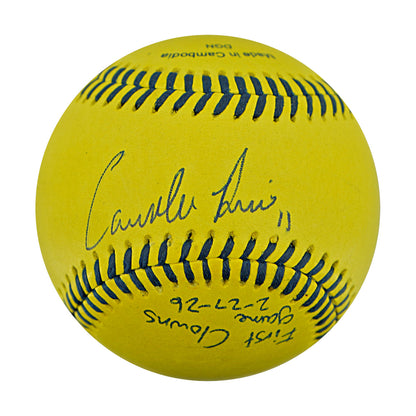 Correlle Prime Indianapolis Clowns Autographed Inscribed Official Banana Ball 2.27.26 FSU Tallahassee Florida