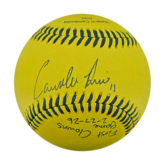 Correlle Prime Indianapolis Clowns Autographed Inscribed Official Banana Ball 2.27.26 FSU Tallahassee Florida