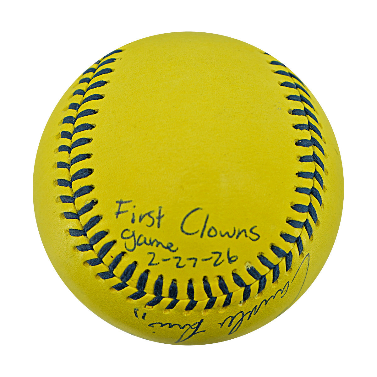 Correlle Prime Indianapolis Clowns Autographed Inscribed Official Banana Ball 2.27.26 FSU Tallahassee Florida