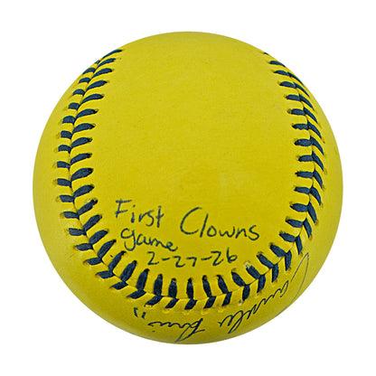 Correlle Prime Indianapolis Clowns Autographed Inscribed Official Banana Ball 2.27.26 FSU Tallahassee Florida