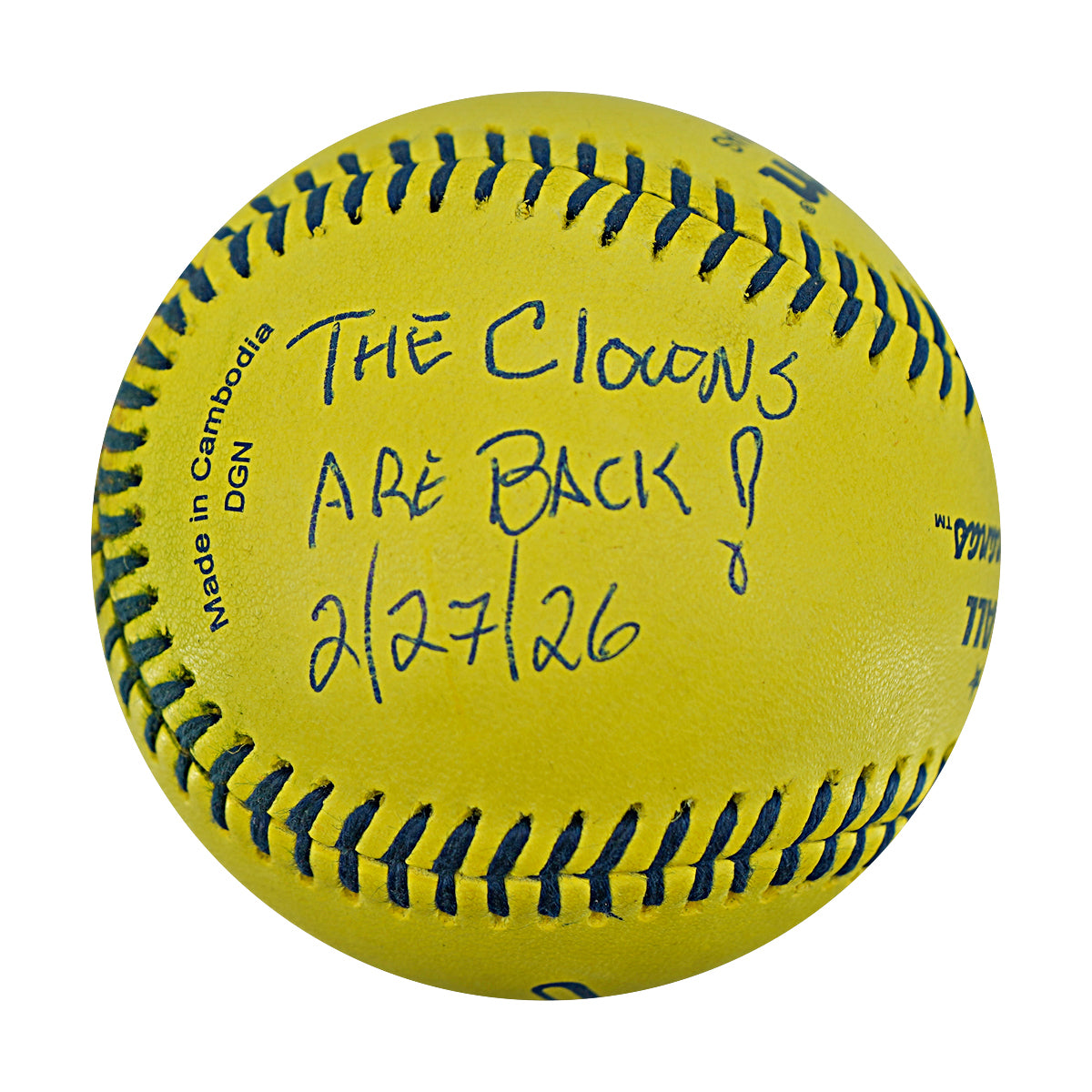 Bill Howard Indianapolis Clowns Autographed Inscribed Official Banana Ball 2.27.26 FSU Tallahassee Florida