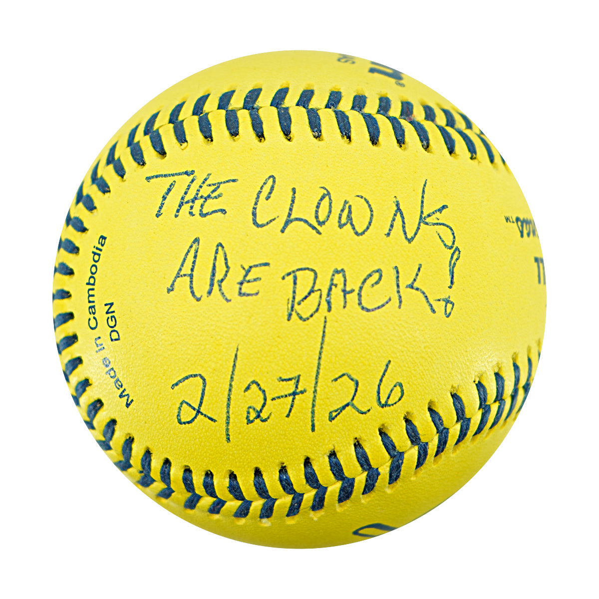 Bill Howard Indianapolis Clowns Autographed Inscribed Official Banana Ball 2.27.26 FSU Tallahassee Florida