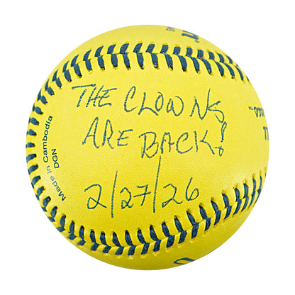 Bill Howard Indianapolis Clowns Autographed Inscribed Official Banana Ball 2.27.26 FSU Tallahassee Florida
