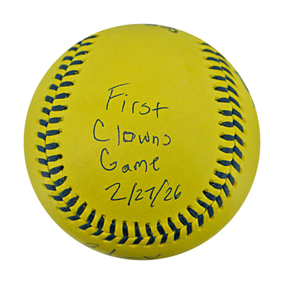 Errick Fox Indianapolis Clowns Autographed Inscribed Official Banana Ball 2.27.26 FSU Tallahassee Florida