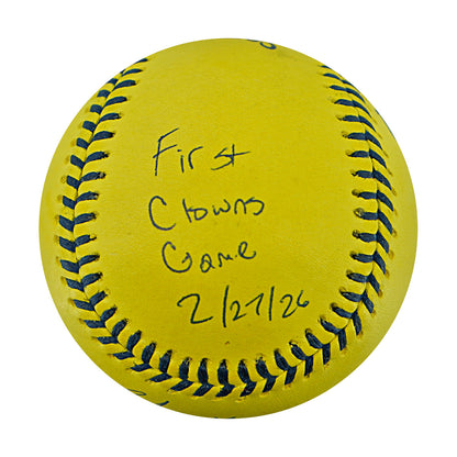 Errick Fox Indianapolis Clowns Autographed Inscribed Official Banana Ball 2.27.26 FSU Tallahassee Florida