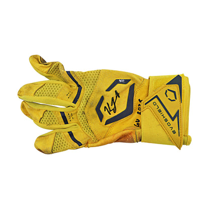 KJ Jackson Savannah Bananas Autographed Inscribed 'GU 2025' Game Worn Pair of Batting Gloves